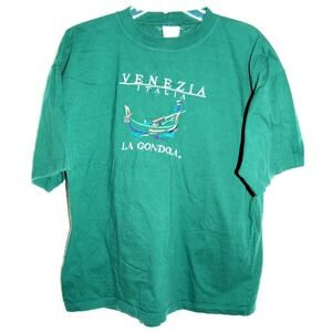 Vintage Embroidered t-shirt Men's XL‎ "Venezia Italia" Gondola *runs small
